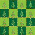 Christmas tree and green mosaics background illustration, made as a seamless pattern, useful for application in textiles, packaging gift wrap and scrapbooking.