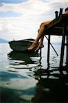 a girl relaxing by water