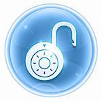 Lock on, icon ice, isolated on white background.