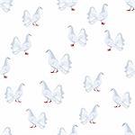 Seamless background of white doves. The illustration on white background.