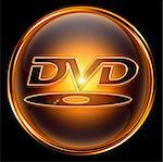 DVD icon gold, isolated on black background