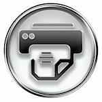 printer icon grey, isolated on white background.