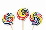 Group of Colorful spiral lollipop isolated on white background