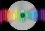 Abstract Background - Multicolor Equalizer and CD disc on Black Background