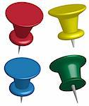 Illustration of Office Pins in Different Colors