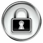 Lock icon grey, isolated on white background.