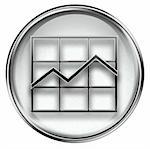 graph icon grey, isolated on white background.