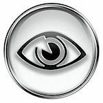 eye icon grey, isolated on white background.