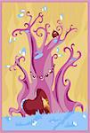 Purple fairy tree. Vector illustration