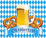 Oktoberfest Celebration Background with Beer and Pretzel