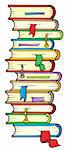 Big column of books - vector illustration.