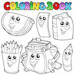 Coloring book school cartoons 1 - vector illustration.