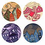 Medals with houses. Vector illustration