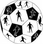 Collection of soccer players silhouette - vector
