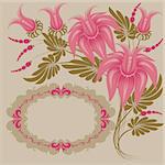 Flowers on a beige background. Floral design. In vintage style. Basic elements are grouped.