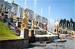 Grand Cascade Fountains At Peterhof Palace, St. Petersburg.