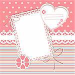 Baby Girl Arrival Card with Photo Frame and place for your text in vector