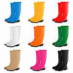 Vector set of  rubber boots in different colors