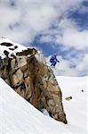 flying skier on mountains, in Andorra