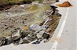 One lane of the road left unusable after powerful flood