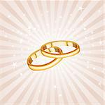 Wedding rings on the radial background