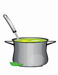 illustration of isolated hot soup pan on white background