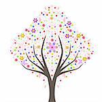 Abstract art tree of summer floral  pattern