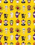 Cartoon Halloween holiday monster seamless pattern