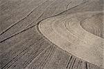 Brown background of plowed field with interesting pattern