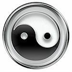 yin yang symbol icon grey, isolated on white background.