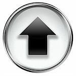 Arrow up icon grey, isolated on white background.