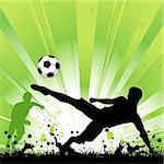 Soccer Player with ball on grunge background, element for design, vector illustration