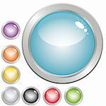 Collection of glossy button in various color for web design. Vector illustration.
