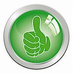 Circle Button art vector hand gesture like with thumb up.