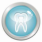 Stomatology button with tooth. Medical health care treatment vector.