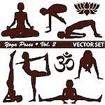 Silhouettes of Women in Yoga poses on a white background, vector illustration