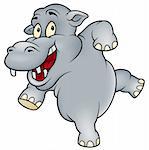 Happy Hippo - colored cartoon illustration, Vector