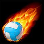 Realistic Fire volleyball. Illustration on white background