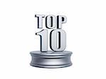 platinum top ten in rank list trophy isolated on white background