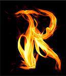 Fiery font. Letter R