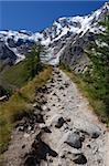 Summer view of a Trail to Monte Rosa, Italy
