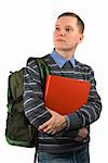 Young student man with a backpack