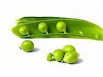 detail of green peas isolation over white background