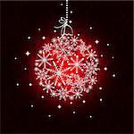 Red Christmas ornament ball on seamless pattern background