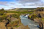 The spectacular Hraunfossar cascades in Iceland