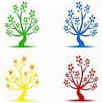 Beautiful art trees collection on white background