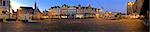 Panorama of the market square in Haarlem, the netherlands at sunset during winter