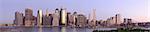 Panorama of ower Manhattan and Brooklyn Bridge viewed from Brooklyn Heights in New York City.