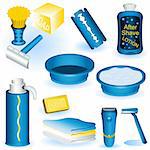 A collection of twelve different shaving blue images.
