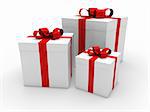3d gift box red white christmas ribbon
